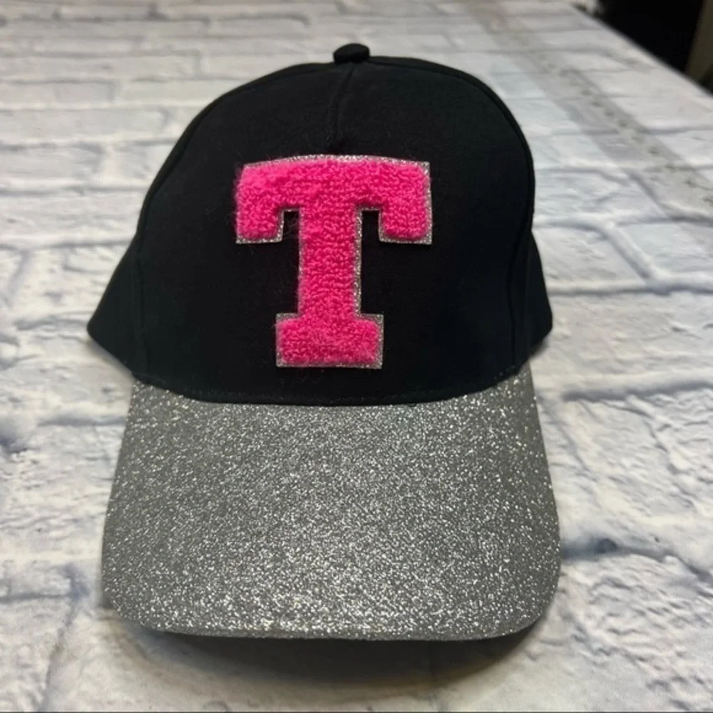 Justice glitter hat with the letter